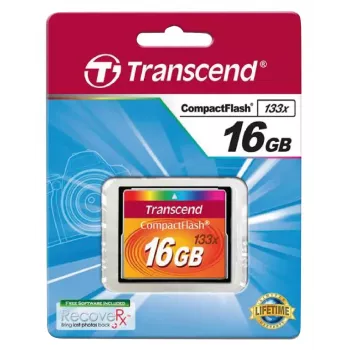 Tarjeta CompactFlash Transcend TS16GCF133 16 GB, 50 MB/s lectura, 20 MB/s escritura