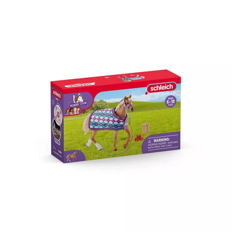 schleich HORSE CLUB Pura Sangre Inglés con manta, cuadra, caballos, 5 año(s), multicolor, plástico