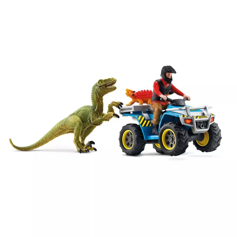 schleich Dino-Quad - Huida del Velociraptor, dinosaurios y volcán, estación de investigación, 4 año(s), multicolor, plástico