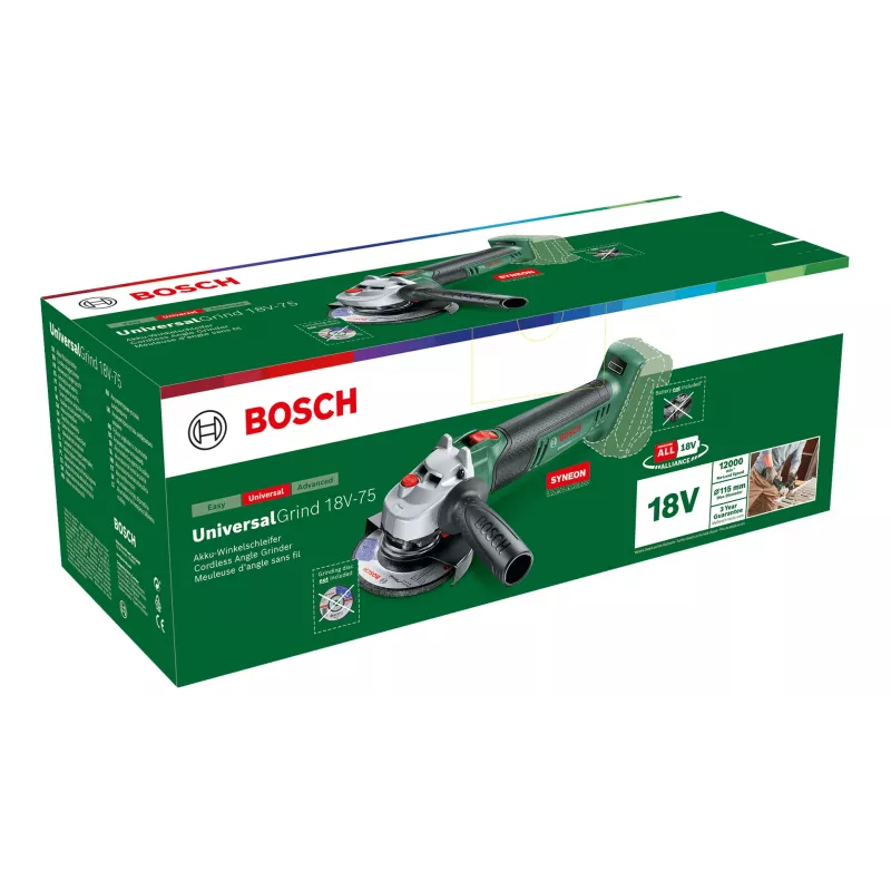 Amoladora angular Bosch Universal Grind 18V-75 11,5 cm 12000 rpm 1,7 kg
