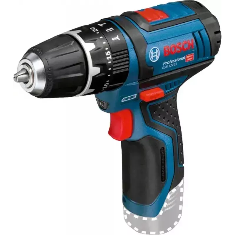 Taladradora de empuñadura de pistola Bosch GSB 12V-15, 1300 rpm, batería de 2 Ah