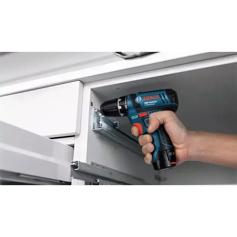 Taladradora de empuñadura de pistola Bosch GSB 12V-15, 1300 rpm, batería de 2 Ah