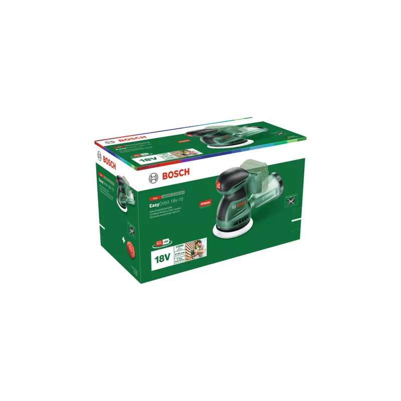 Bosch EasyOrbit 18V-10 (Baretool), lijadora excéntrica, negro, verde, plástico, Alemania, 23000 rpm, 1 mm