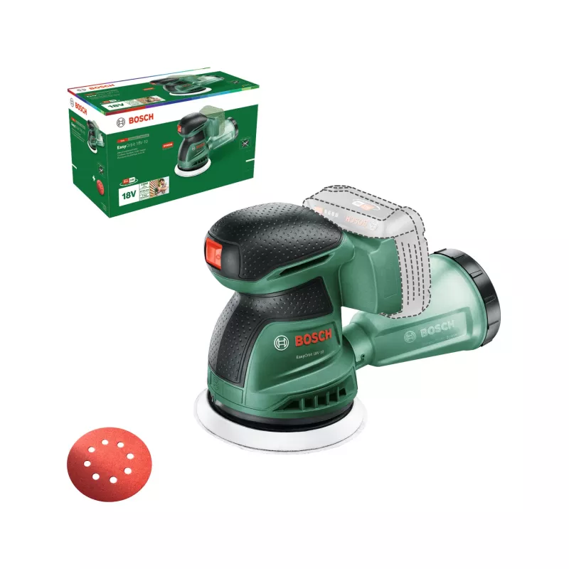 Bosch EasyOrbit 18V-10 (Baretool), lijadora excéntrica, negro, verde, plástico, Alemania, 23000 rpm, 1 mm