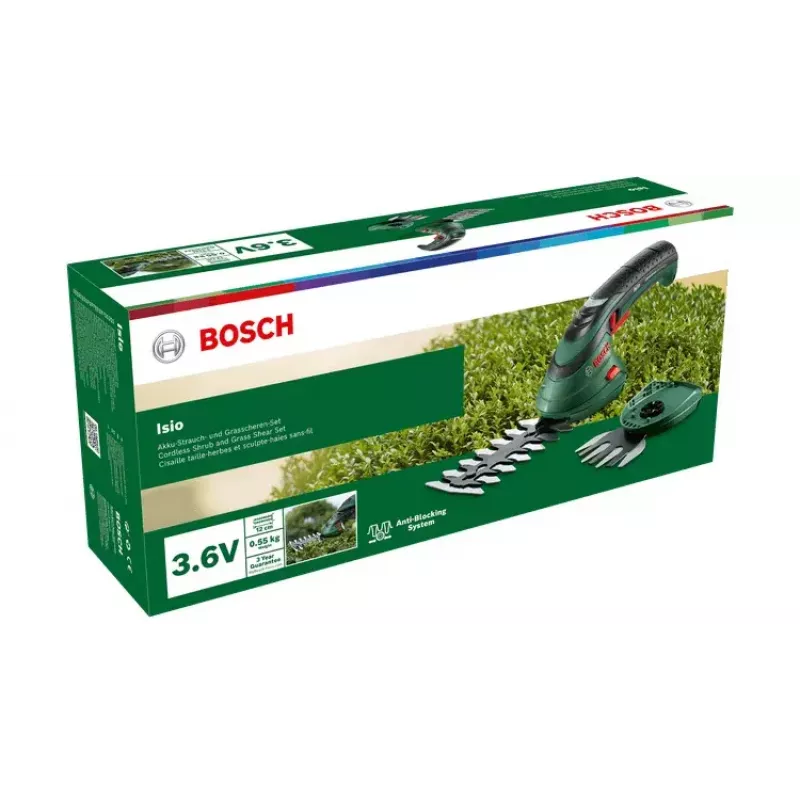 Bosch Isio Tijeras cortacésped de batería 8 cm 3,6 V Iones de litio (Li-Ion) Negro, Verde