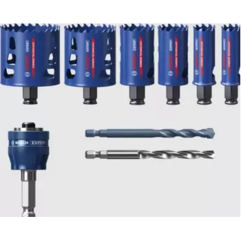 Bosch 2 608 900 445 Expert Tough Material juego de sierras de corona, 9 uds., con adaptador Power Change Plus
