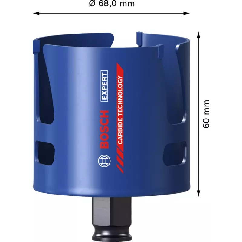 Bosch Expert 2 608 900 470 Construction Material sierra de corona, 68 mm, para ladrillo, aglomerado, madera blanda, plástico reforzado con fibra de vidrio, azulejos blandos