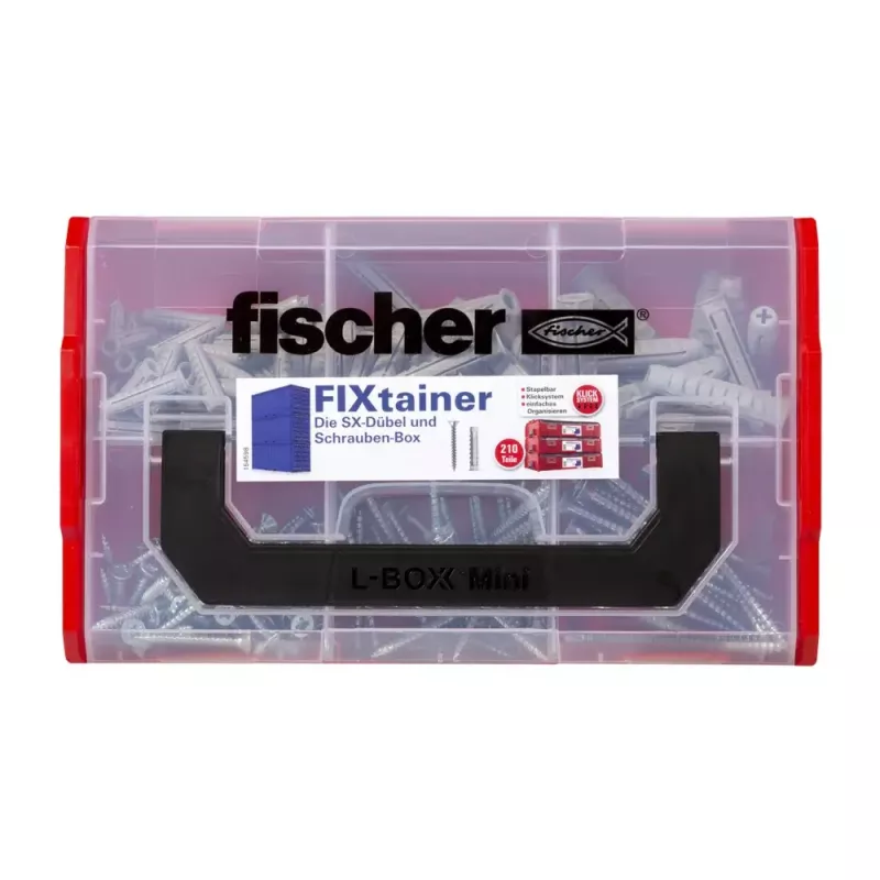 fischer FIXtainer SX caja con tacos y tornillos (210 uds.)