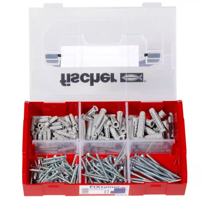 fischer FIXtainer SX caja con tacos y tornillos (210 uds.)