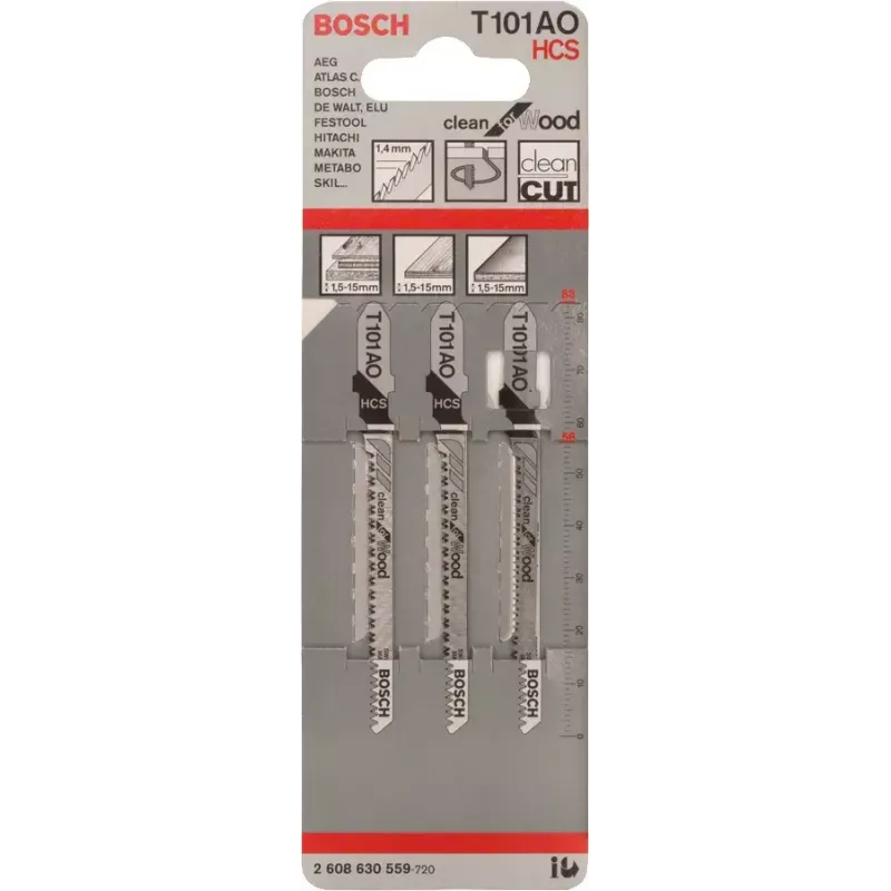 Bosch T 101 AO hoja de sierra de calar de acero al carbono (HCS) 3 unidades