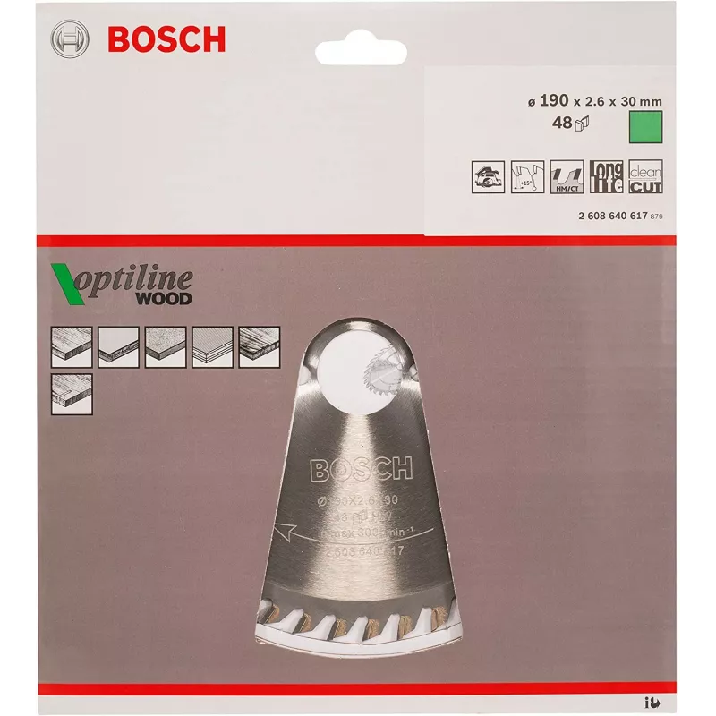 Hojas de sierra circular Bosch Optiline Wood, madera, 19 cm, Bosch, 340 g, 1 ud.