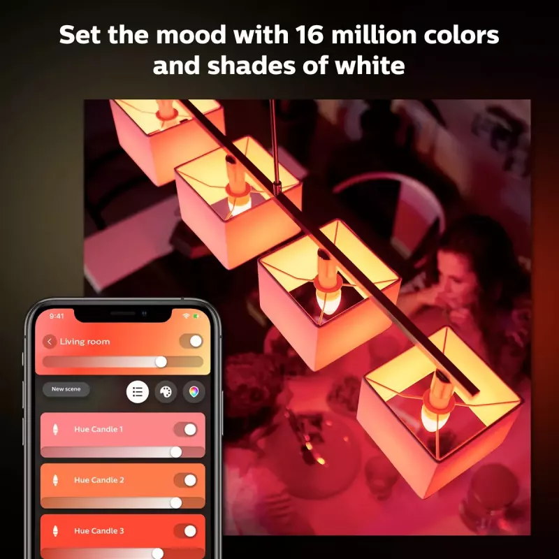 Bombilla inteligente Philips Hue White and colour ambience vela E14, Bluetooth/Zigbee, 5,3 W (pack de 2)