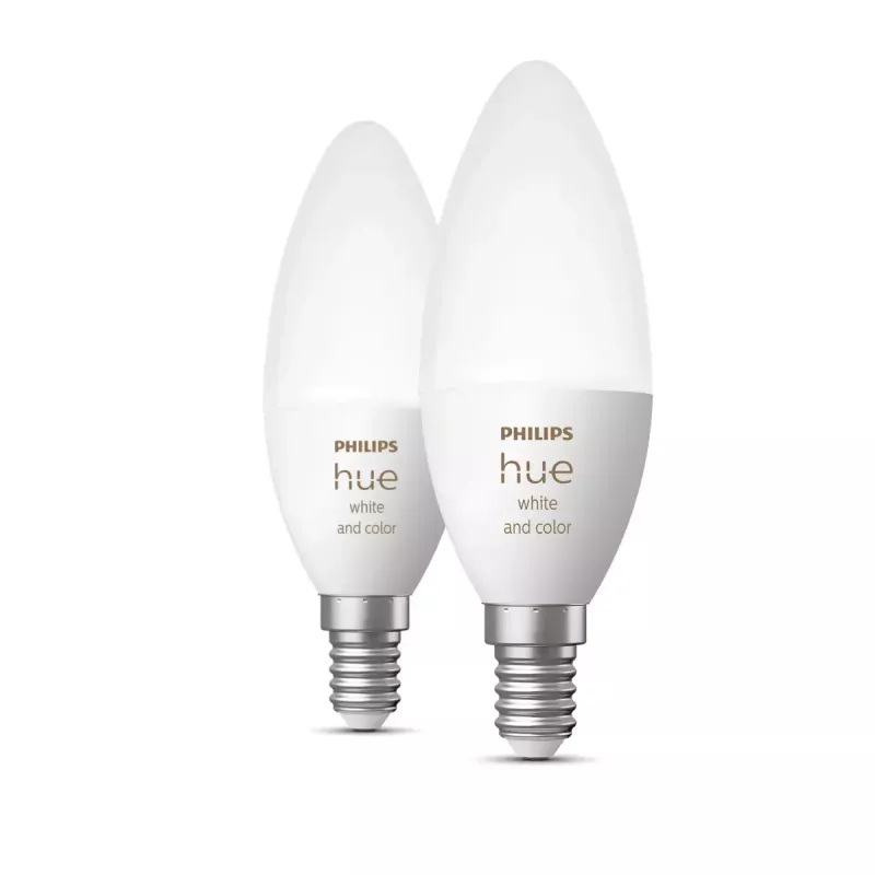 Bombilla inteligente Philips Hue White and colour ambience vela E14, Bluetooth/Zigbee, 5,3 W (pack de 2)