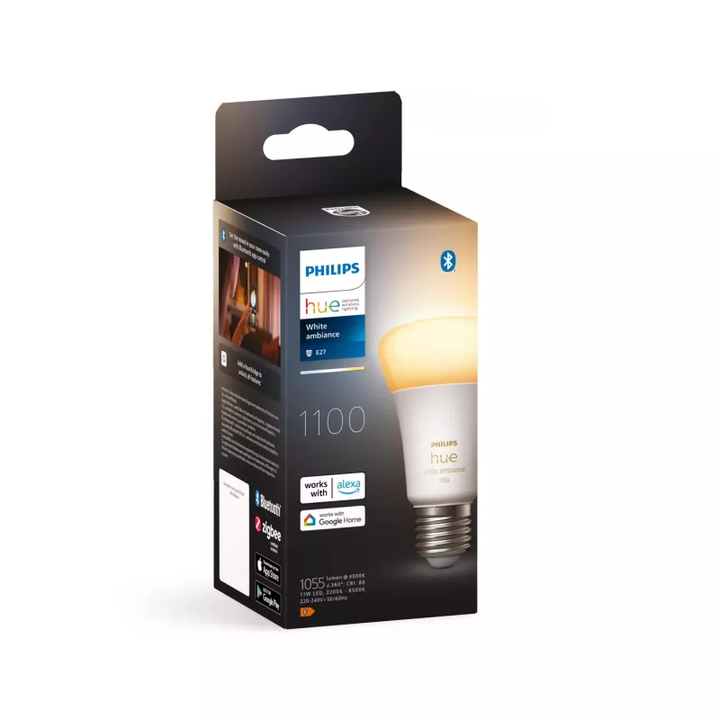 Philips Hue White ambience A60 – bombilla inteligente E27 – 1100, bombilla inteligente, Bluetooth/Zigbee, blanca, LED, E27, A60