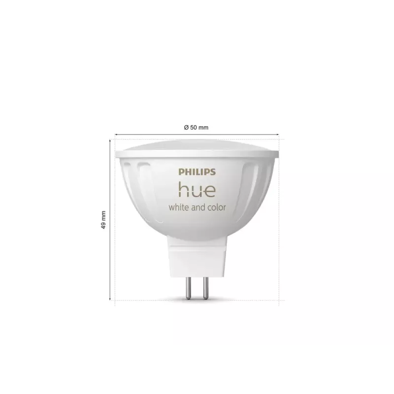 Philips Hue White & Color Ambiance MR16 GU5.3 bombilla inteligente tipo foco, 6,3 W, 2 unidades