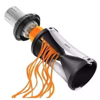 Cortador de espiral manual GEFU Spirelli 2.0 negro plata plástico acero inoxidable