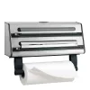 Emsa Contura 504180 Dispensador de corte triple para papel de aluminio y film transparente, acero inoxidable, plata/negro