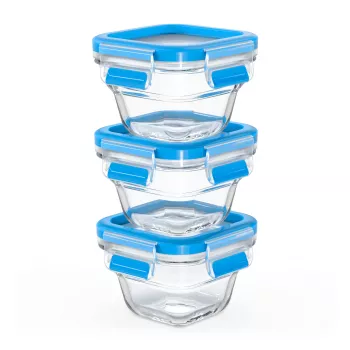 EMSA CLIP & CLOSE N10507 Set cuadrado azul, transparente 3 uds.