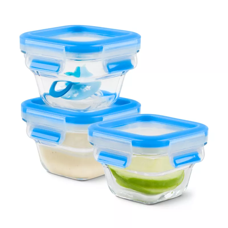 EMSA CLIP & CLOSE N10507 Set cuadrado azul, transparente 3 uds.