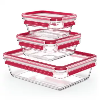 EMSA CLIP & CLOSE N10509 Recipiente rectangular transparente 3 uds.