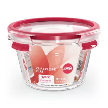 EMSA CLIP & CLOSE N10404 Recipiente redondo 0,9 L transparente 1 ud.