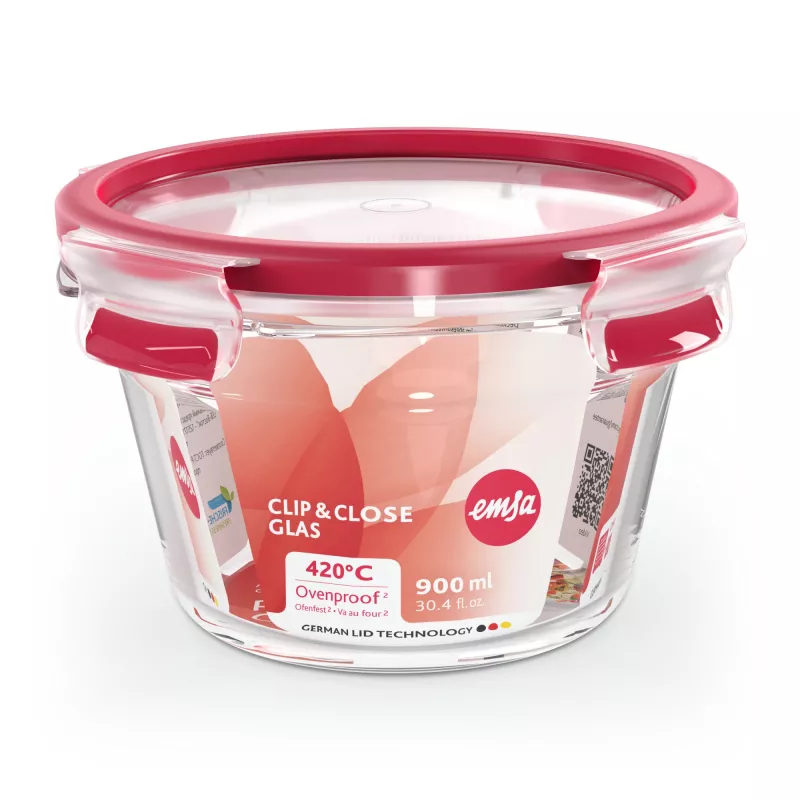 EMSA CLIP & CLOSE N10404 Recipiente redondo 0,9 L transparente 1 ud.