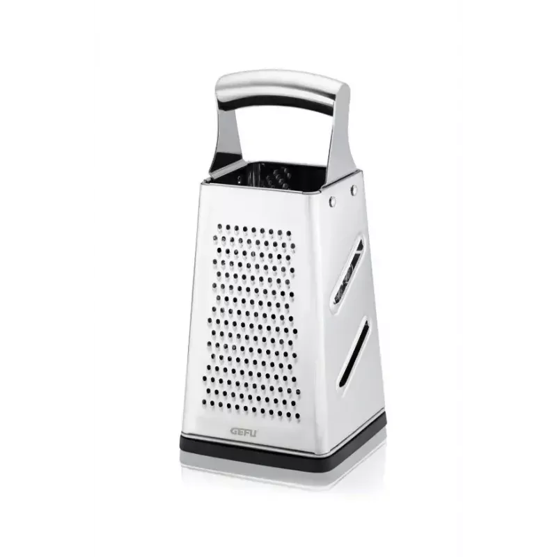 Rallador de acero inoxidable GEFU GRATO G-89562 — diseño cuadrado, construcción de acero inoxidable