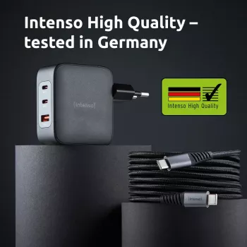 Fuente de alimentación Intenso W100ACC+C520C 100W cargador rápido GaN negro