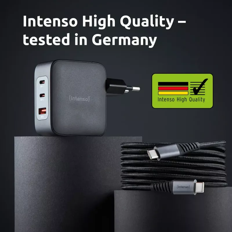 Fuente de alimentación Intenso W100ACC+C520C 100W cargador rápido GaN negro