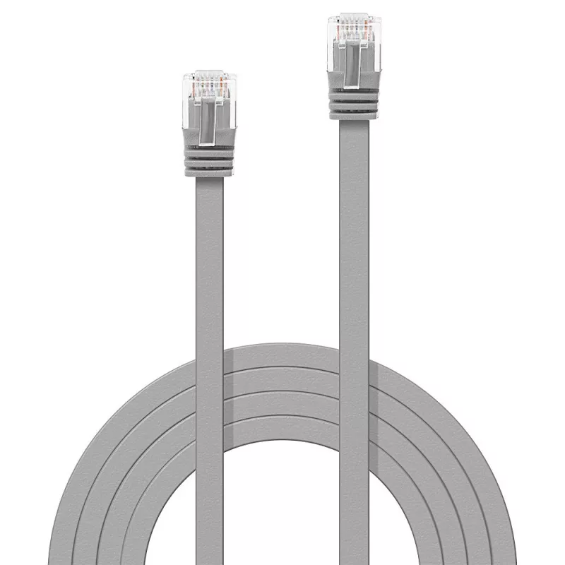 Cable de red plano Lindy 3m Cat.6 U/UTP, gris