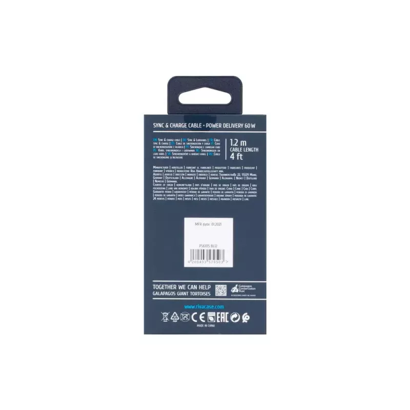 Cable USB Rivacase PS6105 BL12 USB 2.0 1,2 m USB-C azul