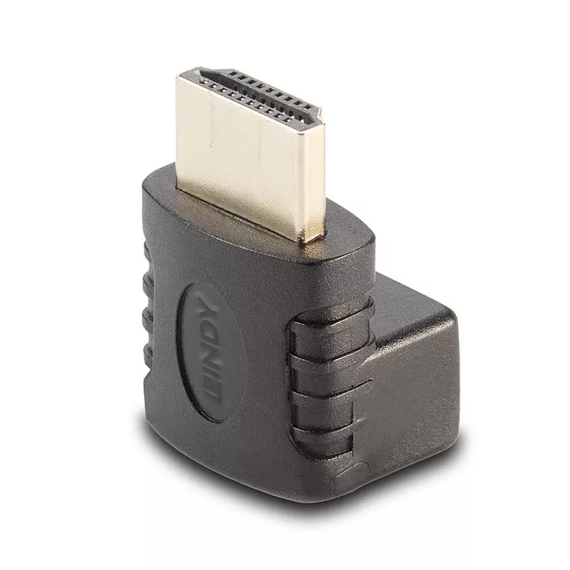 Lindy adaptador acodado 90° de conector hembra HDMI a conector macho HDMI - hacia abajo