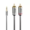 Lindy 5m Cable de audio jack 3,5mm a RCA, Cromo Line, jack 3,5mm, conector macho, 2 x RCA, conector macho, 5 m, Antracita