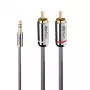 Lindy 5m Cable de audio jack 3,5mm a RCA, Cromo Line, jack 3,5mm, conector macho, 2 x RCA, conector macho, 5 m, Antracita
