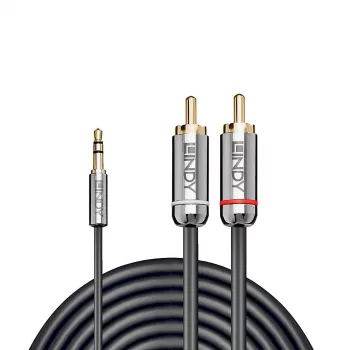 Lindy 5m Cable de audio jack 3,5mm a RCA, Cromo Line, jack 3,5mm, conector macho, 2 x RCA, conector macho, 5 m, Antracita