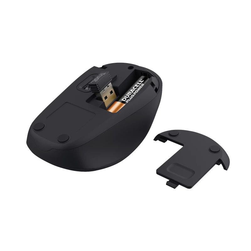 Ratón inalámbrico Trust Yvi+ Silent, diestro, óptico, RF Wireless, 1600 DPI, negro