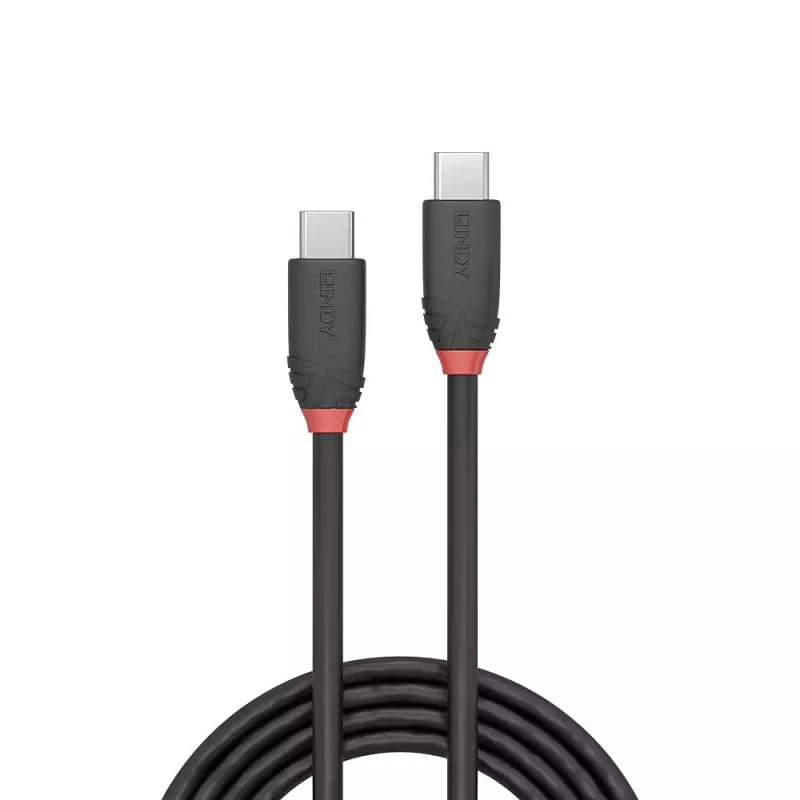 Cable Lindy USB 3.2 tipo C a C de 1 m, 20 Gbit/s, Black Line