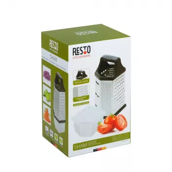 Rallador de caja Resto Kitchenware 95413 negro acero inoxidable
