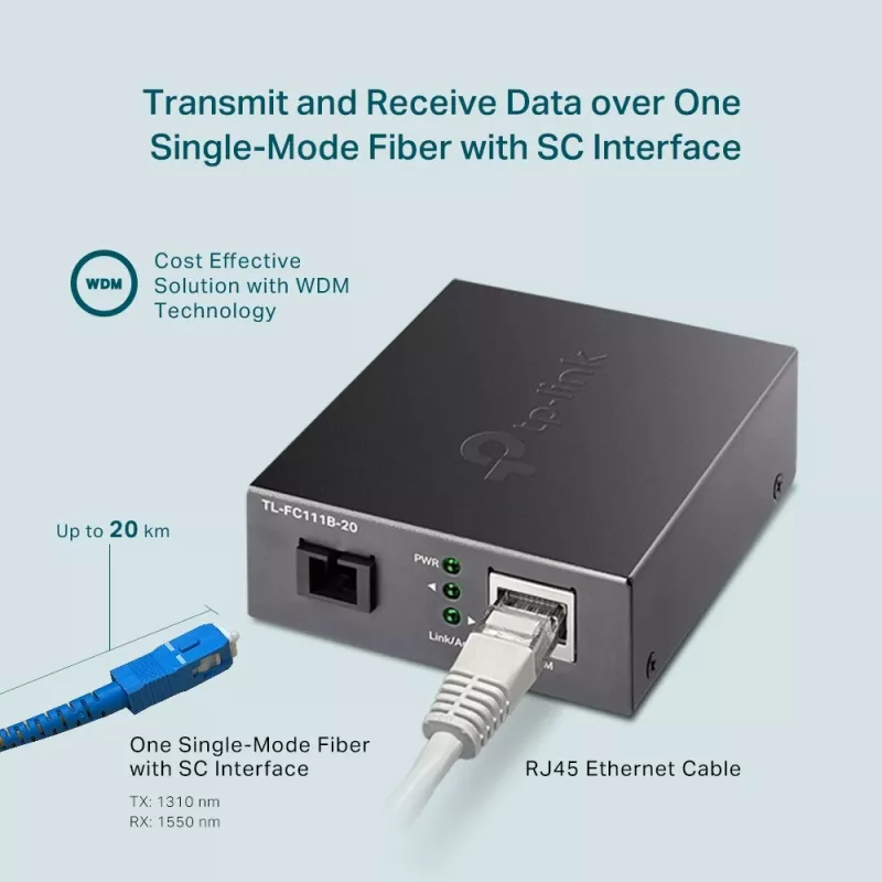 Convertidor de medios TP-Link 10/100 Mbit/s RJ45 a 100 Mbit/s Singlemode SC WDM bidireccional