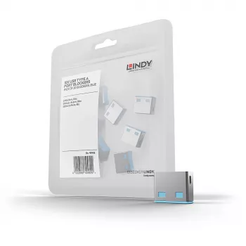 Bloqueador de puertos Lindy USB sin llave pack de 10 código de color azul