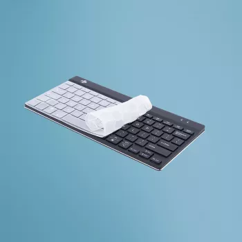 Funda de teclado higiénica R-Go Tools (para distribución US), funda de teclado, silicona, 108 mm, 279 mm, 16 g, transparente