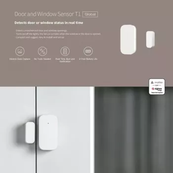 Sensor de puerta/ventana para smart home, Aqara DW-S03D, inalámbrico, Zigbee