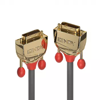 Cable Lindy DVI-D Dual Link de 2 m, Gold Line, 2 m, DVI-D, DVI-D, conector macho, conector macho, gris