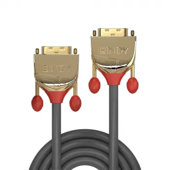 Cable Lindy DVI-D Dual Link de 2 m, Gold Line, 2 m, DVI-D, DVI-D, conector macho, conector macho, gris