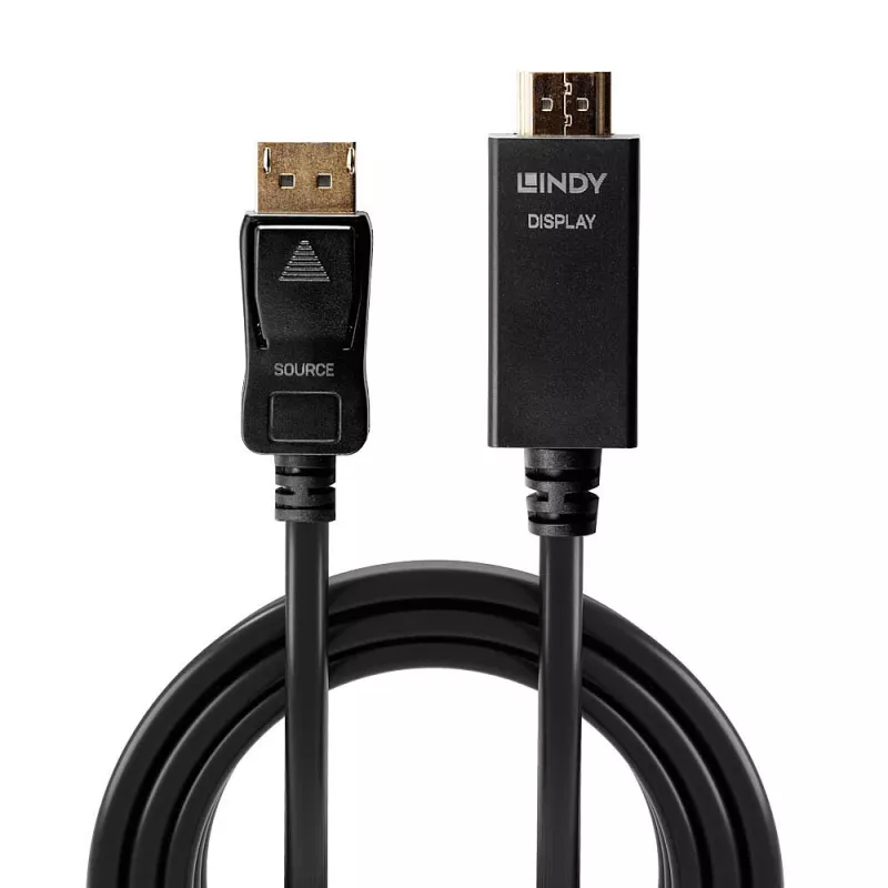 Cable Lindy 5 m DisplayPort a HDMI 10.2G, 5 m, DisplayPort, HDMI Type-A (estándar), conector macho, conector macho, 3840 x 2160 píxeles