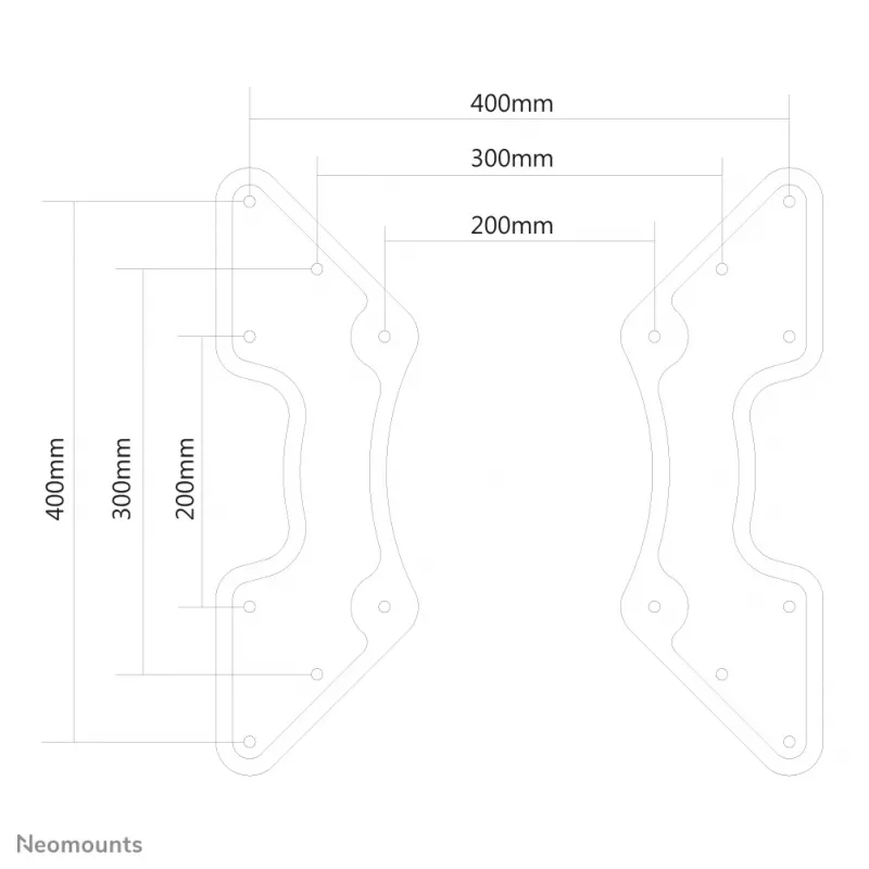 Placa adaptadora VESA NEWSTAR de VESA 200x200 a 400x200, 400x400 - negra
