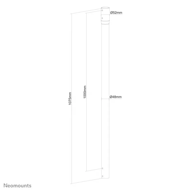 Barra de extensión Neomounts NS-EP100 negra para soporte de techo para TV - H 107,5 cm