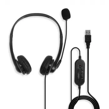 Auriculares con cable Lindy USB Type-A con control en línea