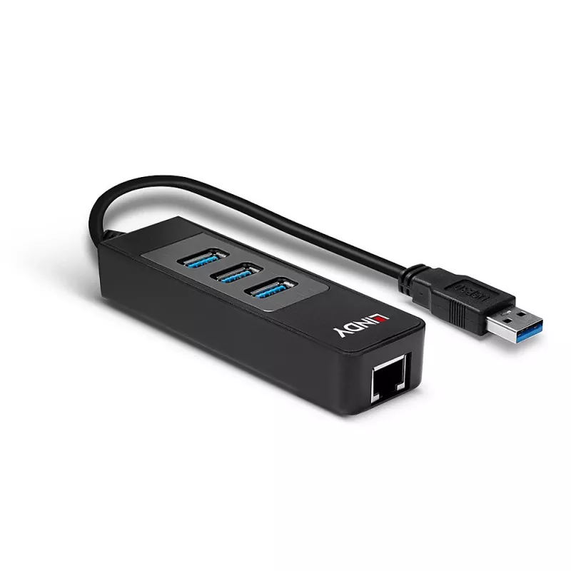 Concentrador USB y convertidor Gigabit Ethernet Lindy 43176