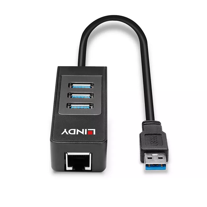 Concentrador USB y convertidor Gigabit Ethernet Lindy 43176